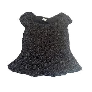 Abercrombie Kids Black Polka Dot Top sz 11/2 Girl's Short Sleeve Blouse